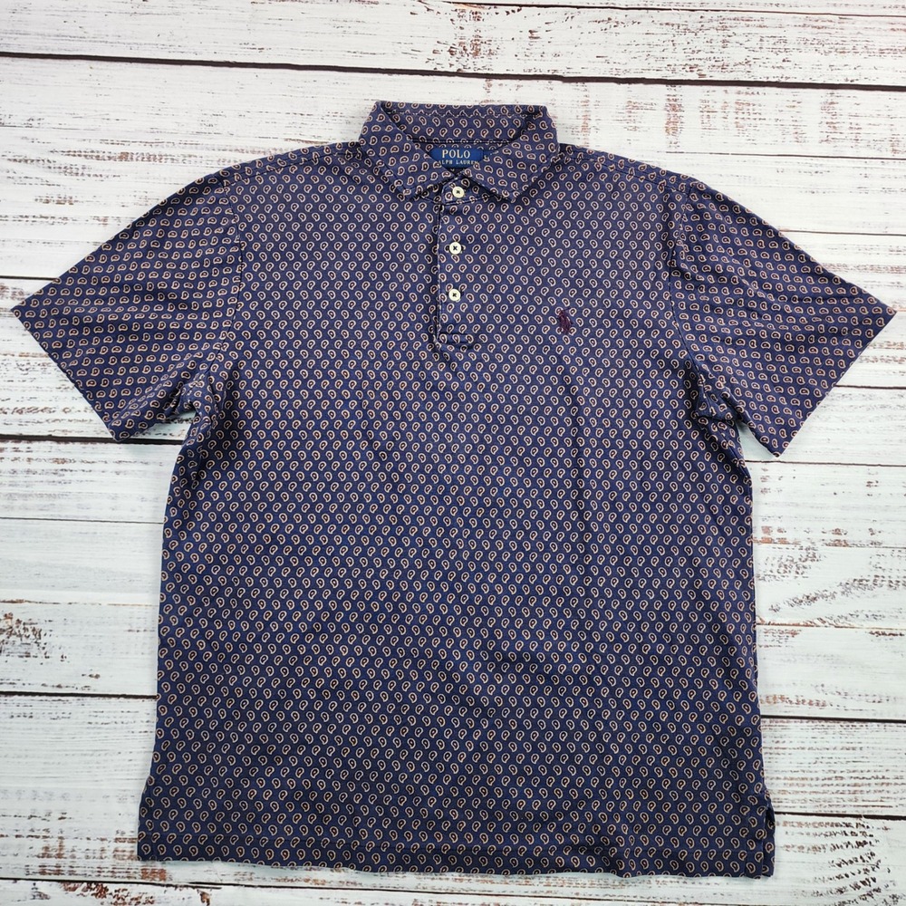 Polo Ralph Lauren Classic Fit Soft Cotton Polo Mens S Navy Paisley Foulard